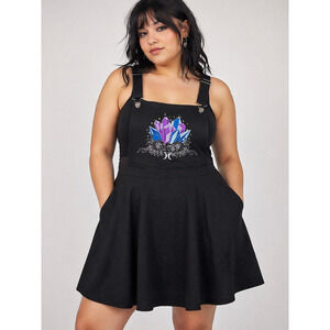 Hot Topic Goth Witchy Crystal Overall Skirt Dress Black L